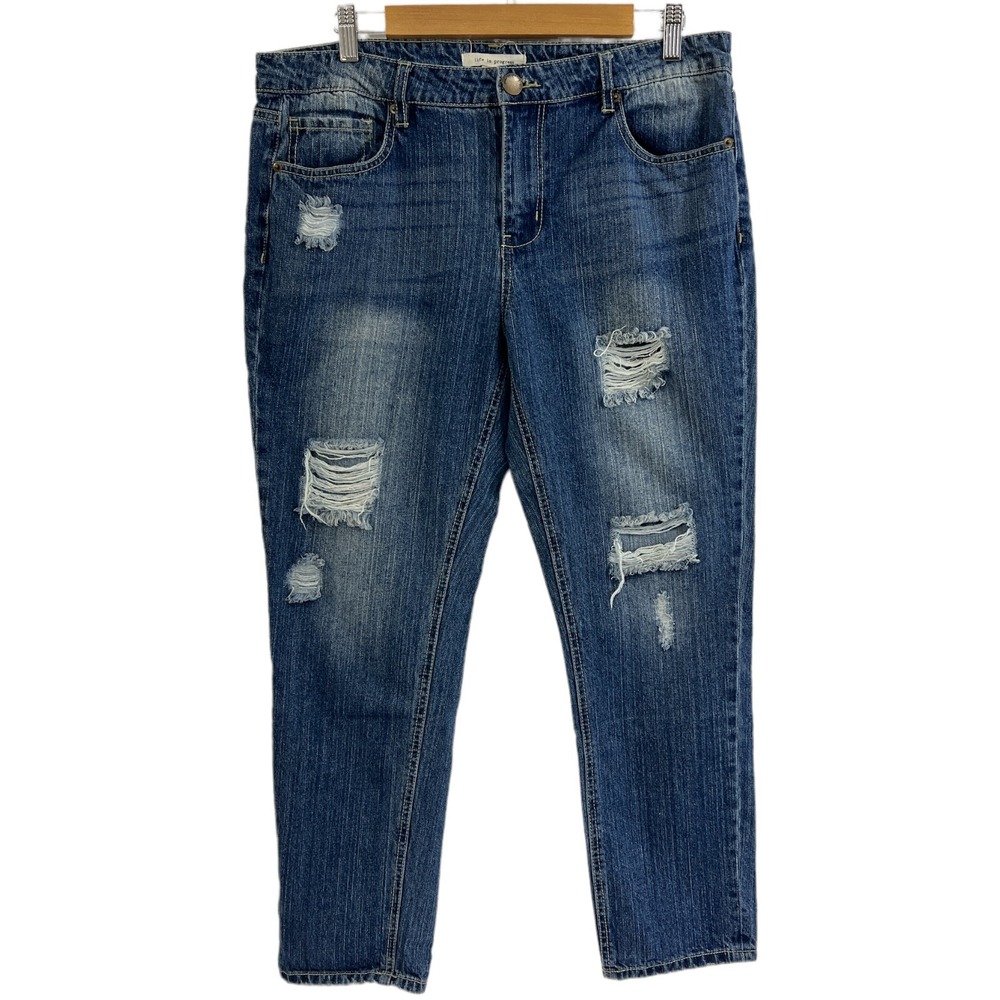 Life In‎ Progress Distressed Ripped Women Jeans Denim Blue Casual Size 30